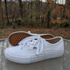 Men's 5.5 Women's 7 Vans White Canvas Skate Shoes Sneakers